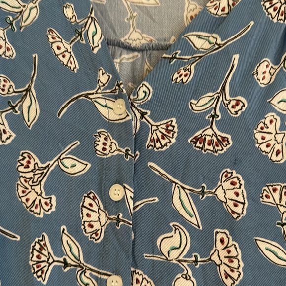 Suncoo blue floral cropped blouse size t2 - Picture 3 of 7